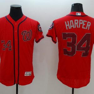 MLB Washington Nationals #34 Harper Red Elite Jersey