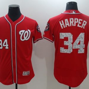 MLB Washington Nationals #34 Harper Red Spring Trainging Jersey