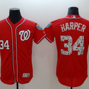 MLB Washington Nationals #34 Harper Red Spring Training Elite Jersey