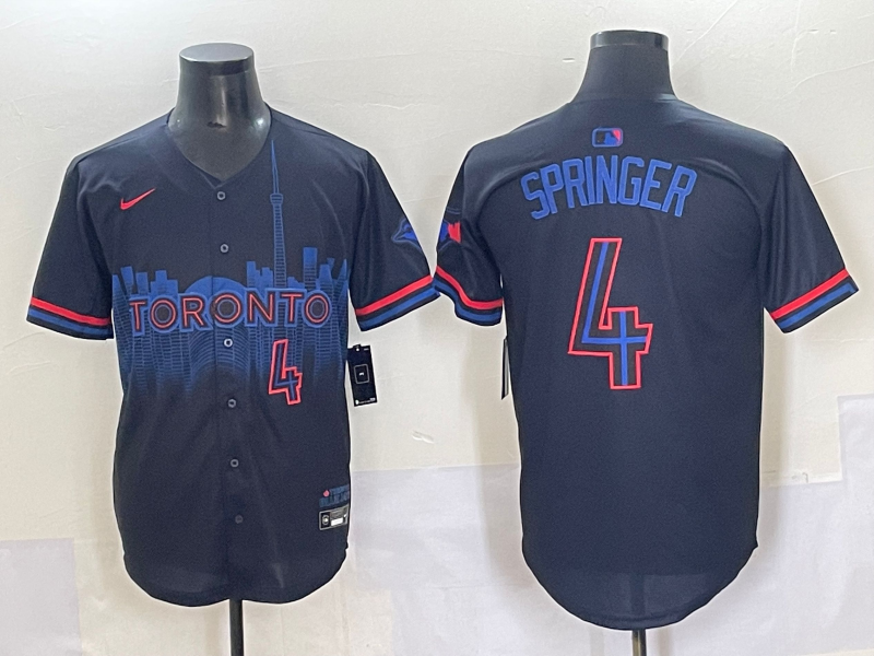 Men's Toronto Blue Jays #4 George Springe Black 2024 City Connect Limited Jersey