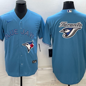 MLB Toronto Blue Jays Blue Team Big Logo Stitched Baseball Jersey