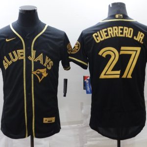 MLB Toronto Blue Jays #27 Guerrero Jr. Black Gold Flex Base Elite Jersey