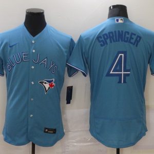MLB Toronto Blue Jays #4 Springer Light Blue Flex Base Elite Jersey