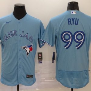 MLB Toronto Blue Jays #99 Ryu Light Blue Flex Base Elite Jersey