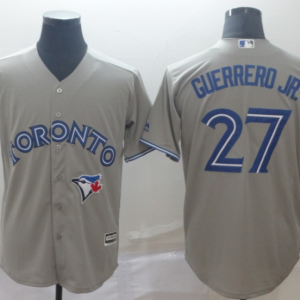 MLB Toronto Blue Jays #27 Guerrero Jr Grey Game Mens Jersey