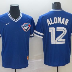 MLB Toronto Blue Jays #12 Alomar Blue Throwback Men Jersey