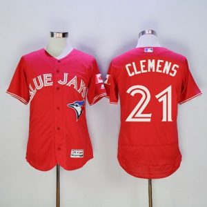Majestics MLB Toronto Blue Jays #21 Clemens Red Jersey