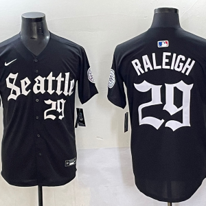 Men's Seattle Mariners #29 Cal Raleigh Black 'Gothic Fog Edition' Vapor Premier Limited Jersey