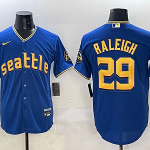 Men's Seattle Mariners #29 Cal Raleigh Royal City Connect Stitched Jersey