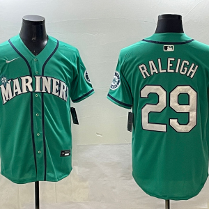 Men's Seattle Mariners #29 Raleigh Aqua Game Stitched Jersey