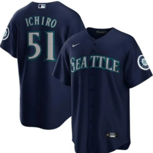 Men's MLB Seattle Mariners #51 Ichiro Navy Nike Game Jersey