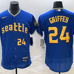 Men's Seattle Mariners #24 Ken Griffey Jr. Royal 2023 City Connect Flex Base Elite Jersey