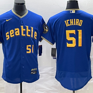 Men's Seattle Mariners #51 Ichiro Suzuki Royal 2023 City Connect Flex Base Elite Jersey