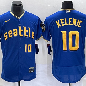 Men's Seattle Mariners #10 Jarred Kelenic Royal 2023 City Connect Flex Base Elite Jersey