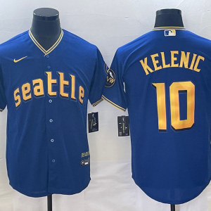 Men's Seattle Mariners #10 Jarred Kelenic Royal 2023 City Connect Jersey