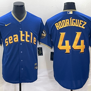 Men's Seattle Mariners #44 Julio Rodriguez Royal 2023 City Connect Jersey