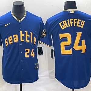 Men's Seattle Mariners #24 Ken Griffey Jr. Royal 2023 City Connect Jersey