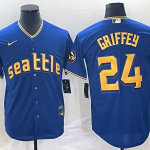 Men's Seattle Mariners #24 Ken Griffey Jr. Royal 2023 City Connect Jersey