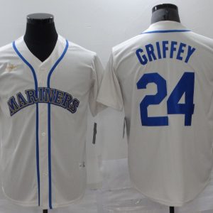 MLB Seattle Mariners #24 Ken Griffey Crean Thowback Game Nike Jersey
