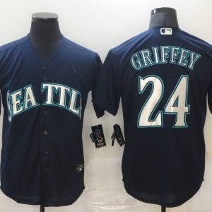 MLB Seattle Mariners #24 Ken Griffey Navy Blue Game Nike Jersey