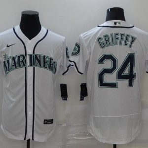 MLB Seattle Mariners #24 Ken Griffey White Elite Jersey
