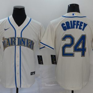 MLB Seattle Mariners #24 Ken Griffey Cream Game Nike Jersey