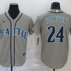 MLB Seattle Mariners #24 Ken Griffey Grey Game Nike Jersey