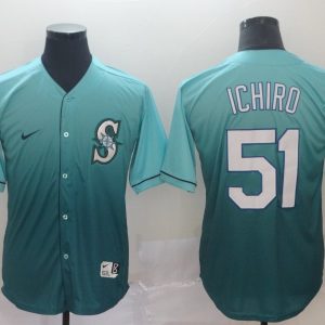 Men's MLB Seattle Mariners #51 Ichiro Green Fade Nike Jersey