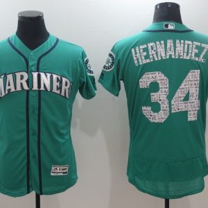 MLB Seattle Mariners #34 Hernandez Green Spring Training Jersey