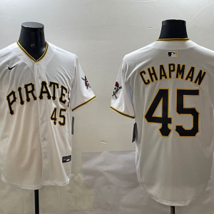 Men's Pittsburgh Pirates #45 Chapman White Cool Base Stitched Baseball Jersey