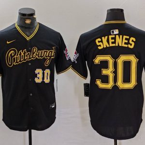 Men's Pittsburgh Pirates #30 Paul Skenes Black Game Jersey