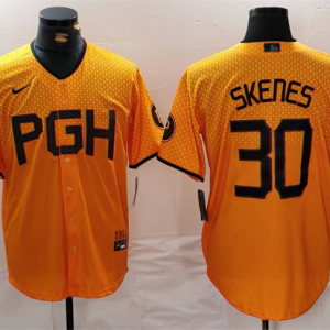 Men's Pittsburgh Pirates #30 Paul Skenes Gold City Connect Stitched Jersey