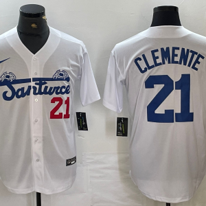 Men's Santurce Crabbers #21 Roberto Clemente White Game Jersey