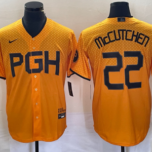 Men's Pittsburgh Pirates #22 Andrew McCutchen Gold 2023 City Connect Stitched Jersey