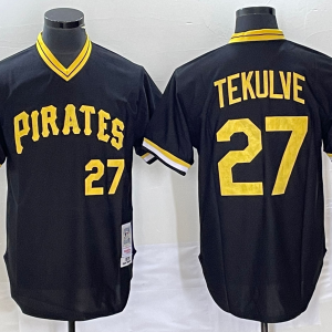 Men's Pittsburgh Pirates #27 Tekulve Black Stitched Baseball Jersey
