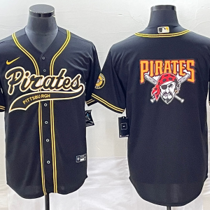 Men's Pittsburgh Pirates Blank Black Cool Base Stitched Baseball Jersey
