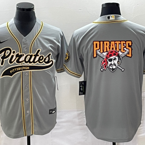 Men's Pittsburgh Pirates Blank Grey Cool Base Stitched Baseball Jersey