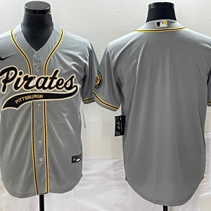 Men's Pittsburgh Pirates Blank Grey Cool Base Stitched Baseball Jersey