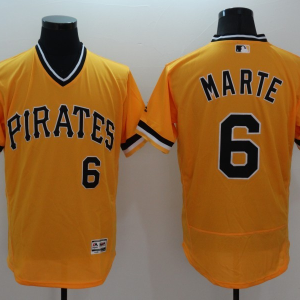 MLB Pittsburgh Pirates #6 Marte Yellow Elite Nike Jersey
