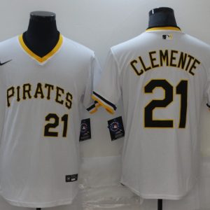 MLB Pittsburgh Pirates #21 Roberto Clemente White Game Nike Jersey