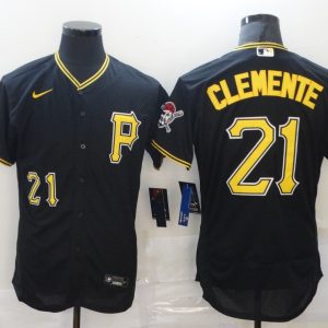 MLB Pittsburgh Pirates #21 Roberto Clemente Black Flex Base Elite Jersey