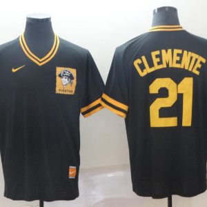 MLB Pittsburgh Pirates #21 Clemente Black Throwback Mens Jersey