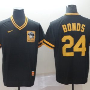 MLB Pittsburgh Pirates #24 Bonds Black Throwback Mens Jersey