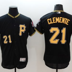 Majestic MLB Pittsburgh Pirates #21 Clemente Elite Black Jersey