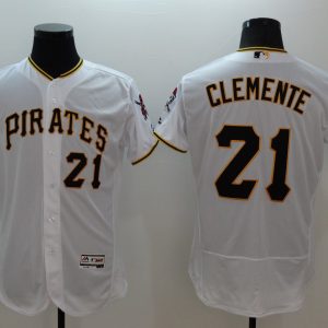 Majestic MLB Pittsburgh Pirates #21 Clemente Elite White Jersey
