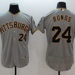 Majestic MLB Pittsburgh Pirates #24 Bonds Grey Elite Jersey
