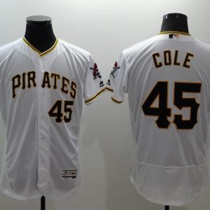 Majestic MLB Pittsburgh Pirates #45 Cole Elite White Jersey