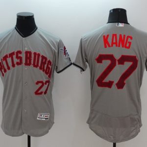 MLB Pittsburgh Pirates #27 Kang Grey Elite Jersey