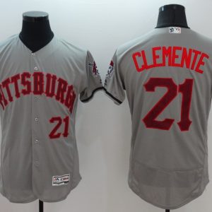MLB Pittsburgh Pirates #21 Clemente Grey Elite Jersey