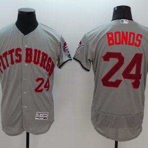 MLB Pittsburgh Pirates #24 Bonds Grey Elite Jersey